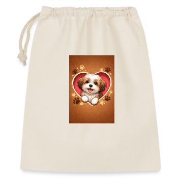 Herzpfoten Hundchen im Herzen - Geschenkbeutel aus Baumwolle (40 x 50 cm) - Natur - Vorne
