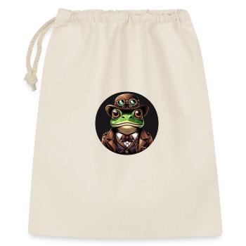 Frosch im Steampunk Outfit - Geschenkbeutel aus Baumwolle (40 x 50 cm) - Natur - Vorne