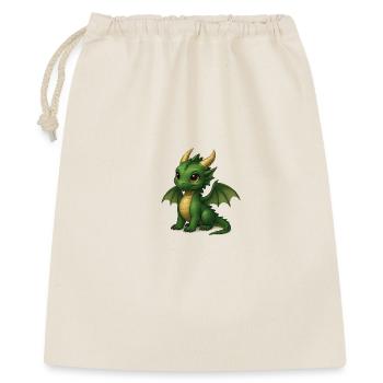 Süßer Smaragd-Drache – Magisches Cartoon-Motiv - Geschenkbeutel aus Baumwolle (40 x 50 cm) - Natur - Vorne