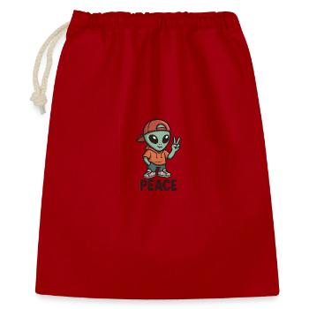 Alien Peace Sign Streetwear - Geschenkbeutel aus Baumwolle (40 x 50 cm) - Rot - Vorne