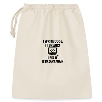 J’écris du code – T-shirt de programmeur drôle - Sac cadeau 40 x 50 cm - nature - Devant