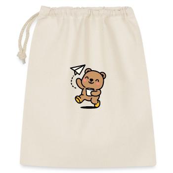 Happy teddy bear with paper airplane - Gift Bag 40 x 50 cm - nature - Front