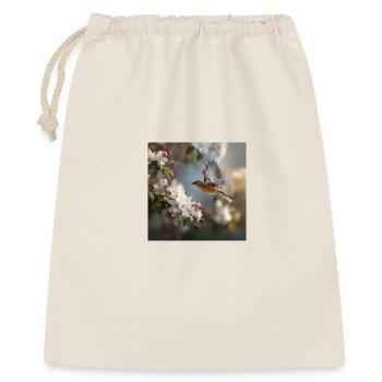 Moineau du printemps en vol de fleurs - Sac cadeau 40 x 50 cm - nature - Devant