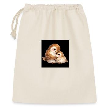 Mama Vogel kuschelt mit ihrem Kleinen - Geschenkbeutel aus Baumwolle (40 x 50 cm) - Natur - Vorne