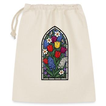 Vitrail tulipe, jonquille, jacinthe - Sac cadeau 40 x 50 cm - nature - Devant