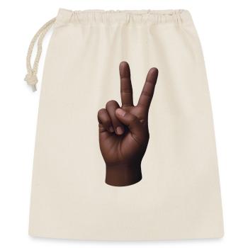 PEACE HAND #3 – Frieden & Liebe - Geschenkbeutel aus Baumwolle (40 x 50 cm) - Natur - Vorne