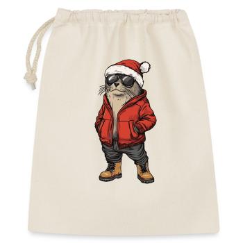 Robbe Tier Weihnachten Winter - Geschenkbeutel aus Baumwolle (40 x 50 cm) - Natur - Vorne