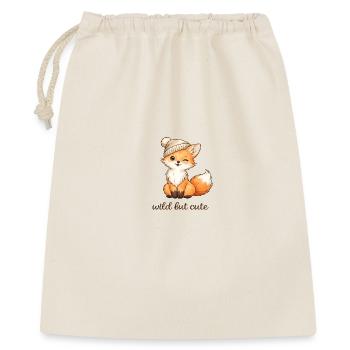 Kuscheliger Fuchs mit Mütze - Geschenkbeutel aus Baumwolle (40 x 50 cm) - Natur - Vorne