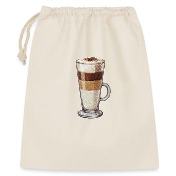 Latte macchiato im bestickten Look (bedruckt) - Geschenkbeutel aus Baumwolle (40 x 50 cm) - Natur - Vorne