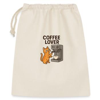 Katzenliebe Kaffee Motiv - Geschenkbeutel aus Baumwolle (40 x 50 cm) - Natur - Vorne
