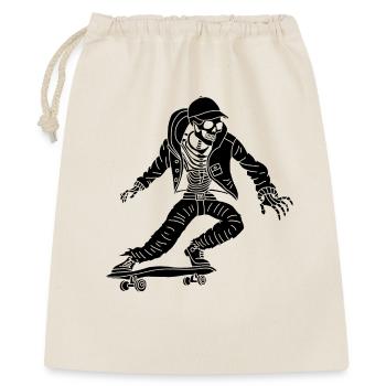 Schwarzes Skelett auf Skateboard - Geschenkbeutel aus Baumwolle (40 x 50 cm) - Natur - Vorne