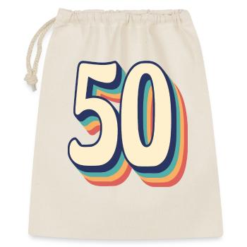Vintage Retro T-Shirt Nummer 50 Fify - Geschenkbeutel aus Baumwolle (40 x 50 cm) - Natur - Vorne
