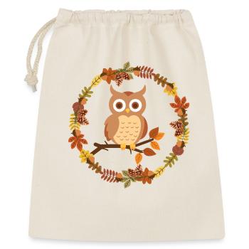Herbstliche Eulenkranz  - Geschenkbeutel aus Baumwolle (40 x 50 cm) - Natur - Vorne