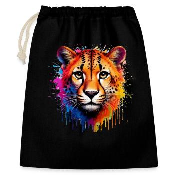 Vivid Cheetah Portrait Art Design - Sac cadeau 40 x 50 cm - noir - Devant