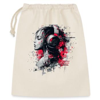 DJ Lady – Urban Art Kopfhörer  - Geschenkbeutel aus Baumwolle (40 x 50 cm) - Natur - Vorne