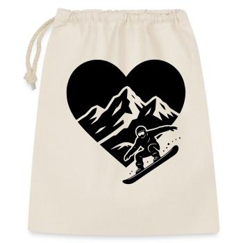 Snowboarder with heart mountain landscape in background - Gift Bag 40 x 50 cm - nature - Front
