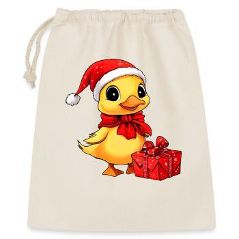 Ente Weihnachten - Geschenkbeutel aus Baumwolle (40 x 50 cm) - Natur - Vorne