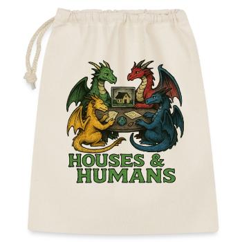 Les dragons à la table des maisons - Sac cadeau 40 x 50 cm - nature - Devant
