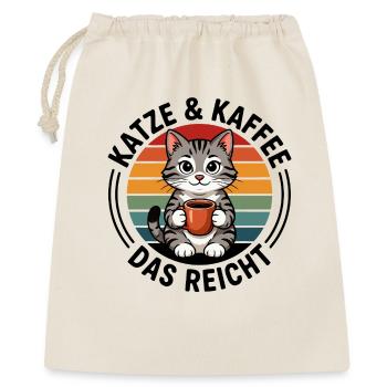 Katze Kaffee - Geschenkbeutel aus Baumwolle (40 x 50 cm) - Natur - Vorne