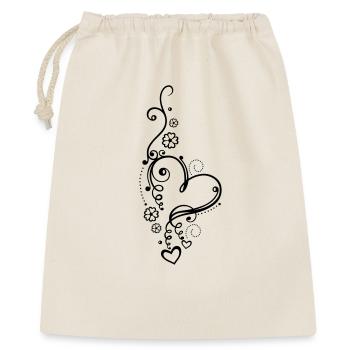 Coeur aux petits coeurs et aux fleurs - Sac cadeau 40 x 50 cm - nature - Devant