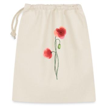 Blume: roter Mohn - Geschenkbeutel aus Baumwolle (40 x 50 cm) - Natur - Vorne