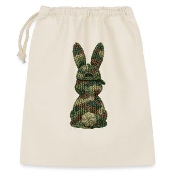 Hase von hinten Cap Tarnfarben Kappe Camouflage - Geschenkbeutel aus Baumwolle (40 x 50 cm) - Natur - Vorne