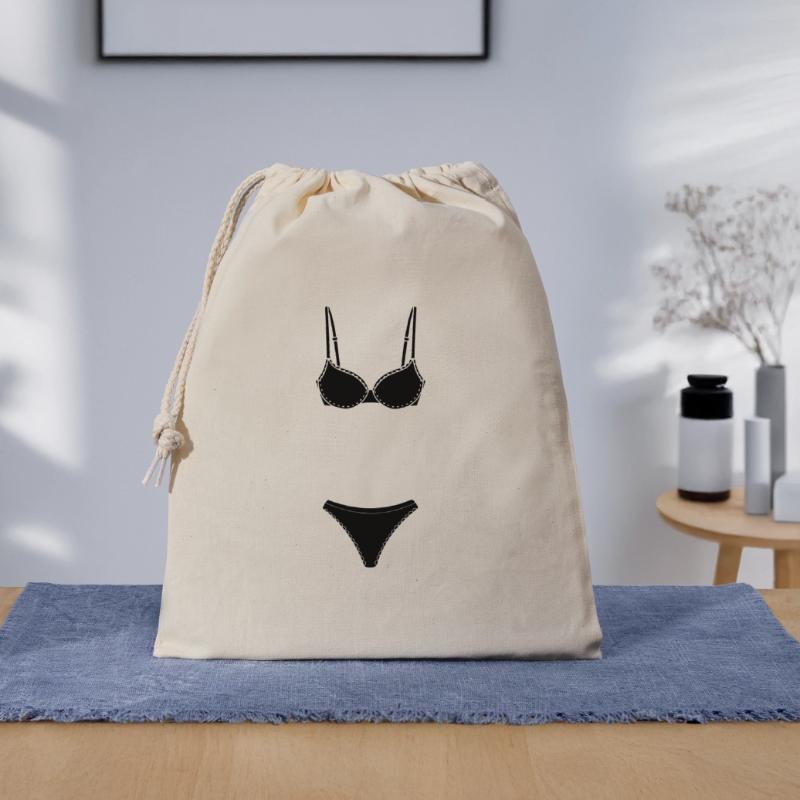 Dessous- oder Bekini-Logo für Geschäft oder Marktstand Geschenkbeutel aus Baumwolle (40 x 50 cm)