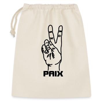 Handgeste französisch PAIX - Geschenkbeutel aus Baumwolle (40 x 50 cm) - Natur - Vorne