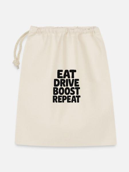 Eat Drive Boost Repeat - Geschenkbeutel aus Baumwolle (40 x 50 cm) - Natur