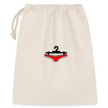 Dessous-Slips oder Damenunterhosen hängen an der Kleidung - Geschenkbeutel aus Baumwolle (40 x 50 cm) - Natur - Vorne