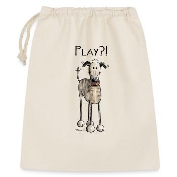 Play Galgo Espanol - Hund - Greyhound - Comic - Geschenkbeutel aus Baumwolle (40 x 50 cm) - Natur - Vorne