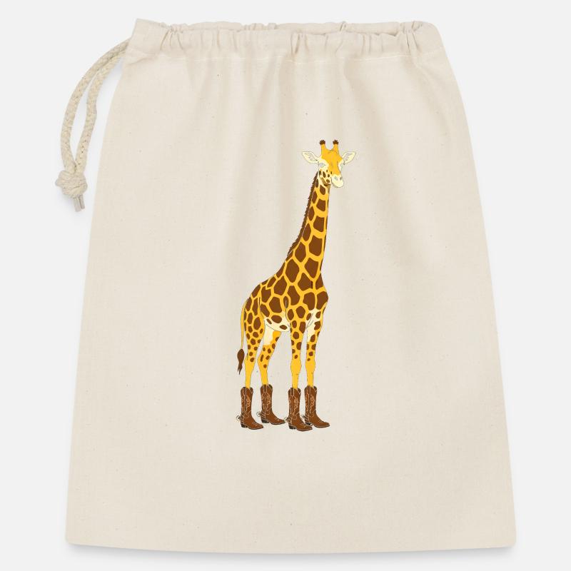 Giraffe mit Stiefel-Statement - Geschenkbeutel aus Baumwolle (40 x 50 cm) - Natur