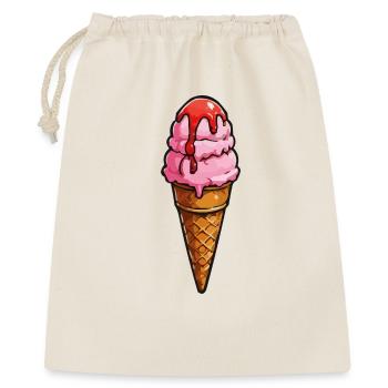 Cartoon Eiscreme Rosa Kugeln Sirup - Geschenkbeutel aus Baumwolle (40 x 50 cm) - Natur - Vorne