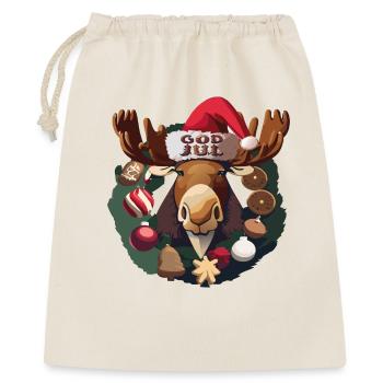 God Jul - Elch - Moose - Geschenkbeutel aus Baumwolle (40 x 50 cm) - Natur - Vorne