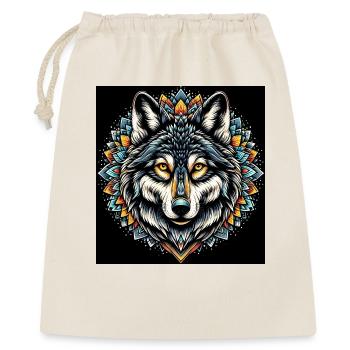 Wolf - Geschenkbeutel aus Baumwolle (40 x 50 cm) - Natur - Vorne