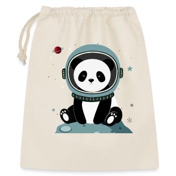 Astronauten-Panda – Fantasievolles Weltraummotiv - Geschenkbeutel aus Baumwolle (40 x 50 cm) - Natur - Vorne