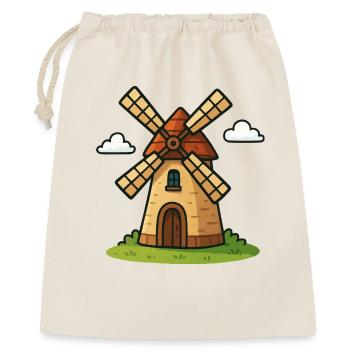 Märchenhafte Windmühle - Geschenkbeutel aus Baumwolle (40 x 50 cm) - Natur - Vorne