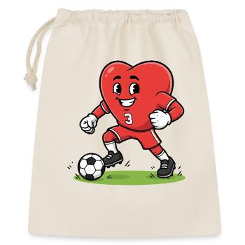 Niedliches Herz Fußballspieler Cartoon Maskottchen Kunst - Geschenkbeutel aus Baumwolle (40 x 50 cm) - Natur - Vorne