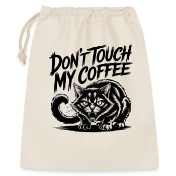 Lustige fauchende Katze Kaffeeliebe Design - Geschenkbeutel aus Baumwolle (40 x 50 cm) - Natur - Vorne
