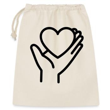 Hand Herz - Geschenkbeutel aus Baumwolle (40 x 50 cm) - Natur - Vorne