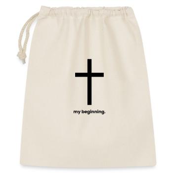 my beginning is jesus - christliche klamotten - Geschenkbeutel aus Baumwolle (40 x 50 cm) - Natur - Vorne