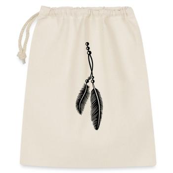 Federn an Kette, feathers, Native American - Geschenkbeutel aus Baumwolle (40 x 50 cm) - Natur - Vorne