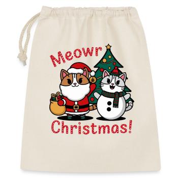 Conception de Noël de chat festif et de bonhomme de neige - Sac cadeau 40 x 50 cm - nature - Devant