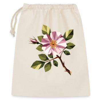 Heckenrose – Zarte Wildrose im geometrischen Stil - Geschenkbeutel aus Baumwolle (40 x 50 cm) - Natur - Vorne