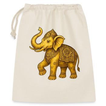 Goldener Elefant - Geschenkbeutel aus Baumwolle (40 x 50 cm) - Natur - Vorne
