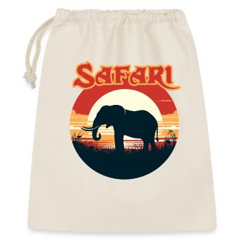 Tierwelt Sonnenuntergang Elefant Design - Geschenkbeutel aus Baumwolle (40 x 50 cm) - Natur - Vorne
