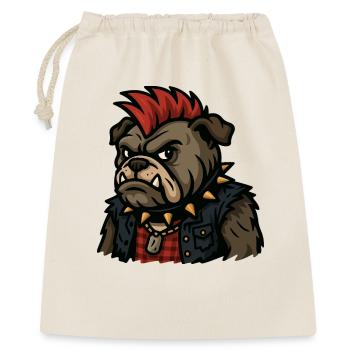 Punk Bulldogge mit Stacheln und Irokesenschnitt Cartoon Art - Geschenkbeutel aus Baumwolle (40 x 50 cm) - Natur - Vorne