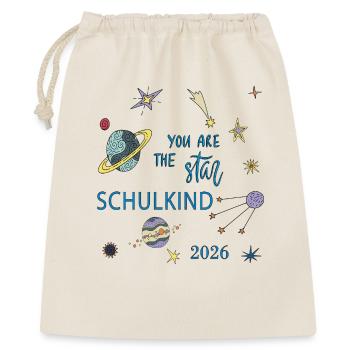  Schulkind 2026 - Geschenkbeutel aus Baumwolle (40 x 50 cm) - Natur - Vorne