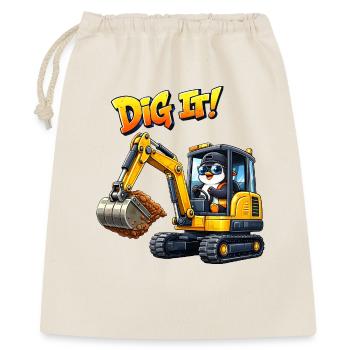 Süßer Pinguin Cartoon Baggerfahrer Baugeräteführer - Geschenkbeutel aus Baumwolle (40 x 50 cm) - Natur - Vorne