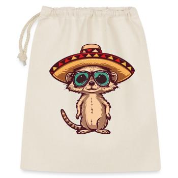 Erdmännchen Lustig Sombrero - Geschenkbeutel aus Baumwolle (40 x 50 cm) - Natur - Vorne